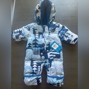 Columbia Blue and Navy Patterned Infant Snowsuit